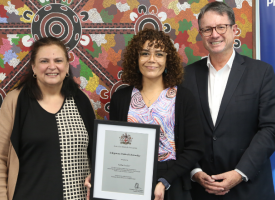 In L-R order Dr Simone Raye (AIDA President), Kahlie Lockyer, Prof Steve Robson (AMA President)