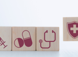 Private health insurance concept blocks